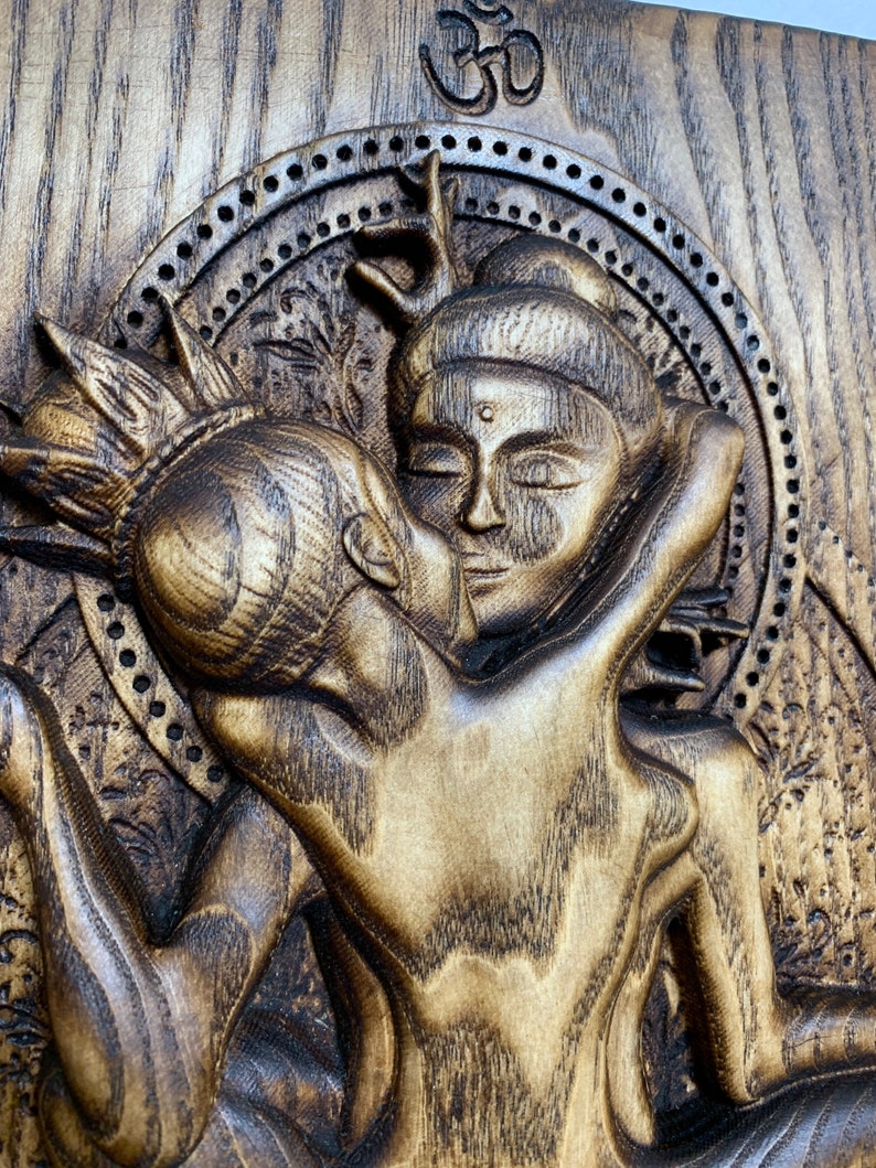 God Shiva Shakti Hand Carving Wood Panels Tantra Wall Art Etsy