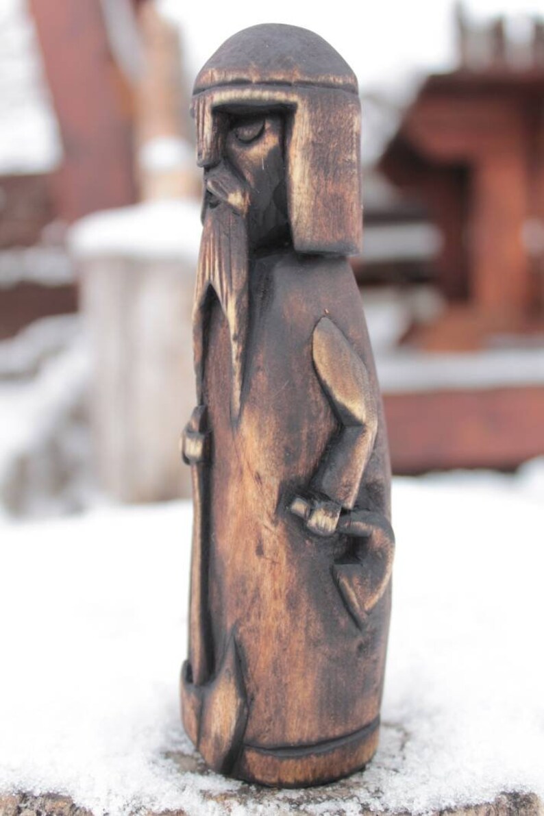 Heimdall God Wooden Statue Hand Carved Wooden Statue Heimdall Etsy