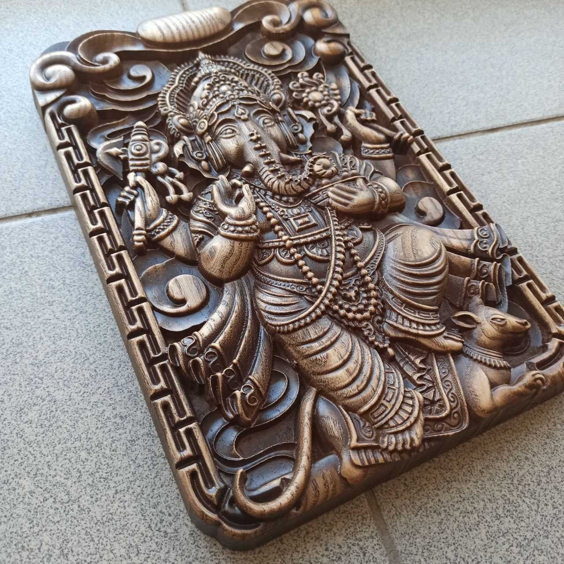 GANESHA wooden carved picture Ganesha wall art Ganesh wooden Etsy