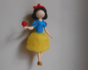 Snow White Princess -miniature wool felt doll -Waldorf inspired -home art deco - girl gift - children room ornament - minimalist gift