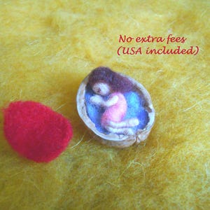Needle Felted Thumbelina Miniature Doll: Sleeping in a Nutshell