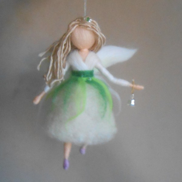 White Fairy -Wool felted figurine mobile Waldorf inspired -sweet girl doll decor, nursery/children bedroom-Inspirational art minimalist gift