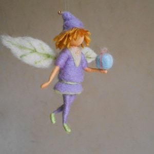 Felt elf doll, miniature soft decorative figurine, Waldorf inspired, fairy doll with a gift box, handmade needle felted character
