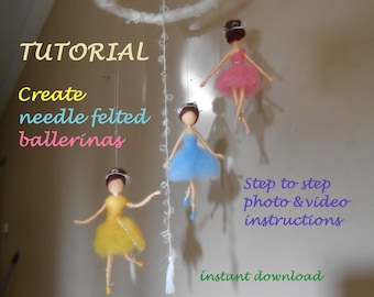 DIY Tutorial needle felted Ballerinas in different soft colors -Waldorf inspired -Step by step instructions detailed photos and video