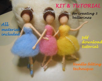 Needle Felted Ballerina DIY Kit: Wool Doll Tutorial (PDF)
