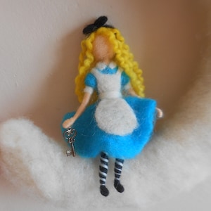 Alice needle felted miniature doll -Waldorf inspired -classic literary character- handmade home art decor - girl gift