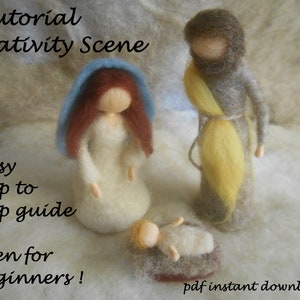 DIY Nativity Set Tutorial Needle felting craft- Nativity Scene with Mary, Joseph and baby Jesus - Needle felting pattern - Christmas decor