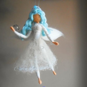 Ethereal fairy doll needle felted -Waldorf inspired ornamental hanging doll -