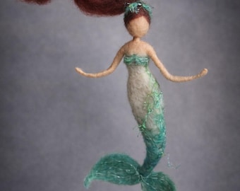 Needle Felted Mermaid Ornament – Handmade Waldorf Ocean Decor