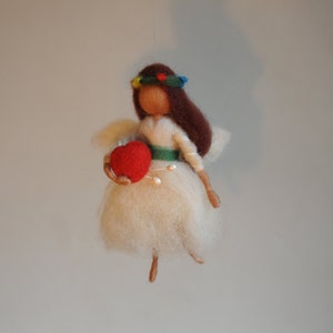 Valentine&#39;s fairy angel - needle felt miniature doll  Waldorf inspired - soft sculpture decorative doll - minimalist anniversary gift angel