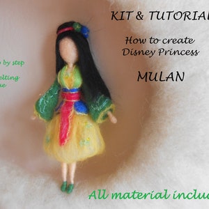 Filz KIT und Tutorial für die Herstellung einer chinesischen Prinzessin - Erwachsene und Kinder Basteln - Alles Material enthalten: Nadeln, Wolle, Seide, Draht, Perlen