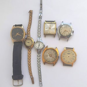 Lot of 7 Vintage Mechanical Wristwatches, Ussr Quartz Watch
