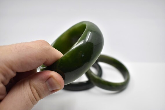 Dark Jade Bangle - 26mm wide / 60mm internal diameter - 01 View 4