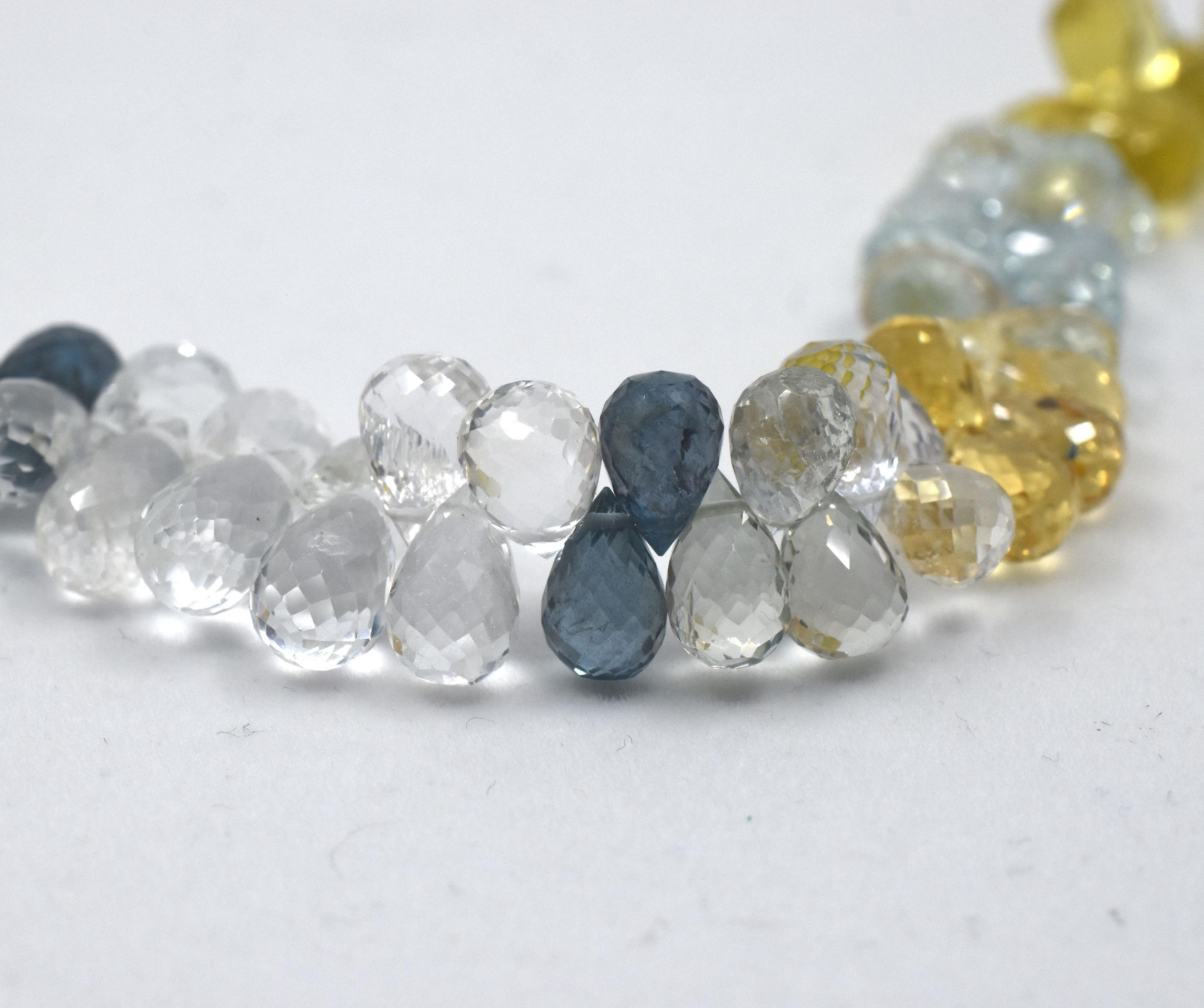 Multicolor Beryl (aquamarine) Faceted Briolette String