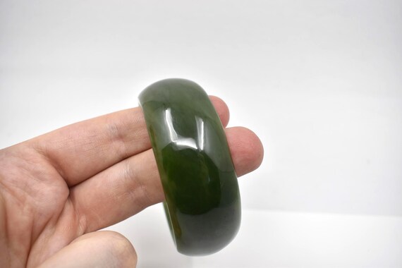 Dark Jade Bangle - 26mm wide / 60mm internal diameter - 01 View 3