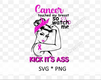 Fight Like a Boss Cancer Ribbon Instant Download Think Pink Kick Cancer SVG Cut File Cancer Survivor