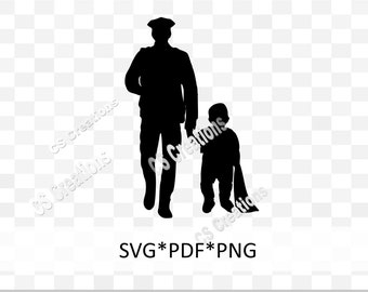 Like Father Like Son Police Office and child silhouette SVG/PNG/PDF