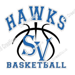 Hawks Basketball SVG/PNG (Can be Customized to your School)