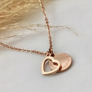 Personalisierte Herz Kette mit Namensgravur, personalisiertes Geschenk für Frauen, Buchstabenkette mit Herzanhänger, Plättchenkette mit Herz Bild 3