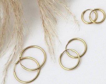 1 paar filigrane oorringen in goud of zilver van roestvrij staal, discrete stapeloorbellen 15,20,25 mm als cadeau voor vrouwen, combineerbaar