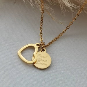 Personalisierte Herz Kette mit Namensgravur, personalisiertes Geschenk für Frauen, Buchstabenkette mit Herzanhänger, Plättchenkette mit Herz Bild 4