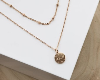 Mehrreihige, personalisierte Plättchen Kette in Gold,Silber & Rosé aus Edelstahl, Halskette Gold mit Buchstaben Gravur, Namenskette Geschenk