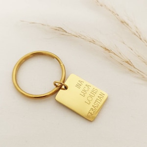 Personalisierter Schlüsselanhänger in Gold, Rosé, Silber aus Edelstahl~Schlüsselbund mit Gravur~personalisiertes Geschenk Frau,Mann,Freunde