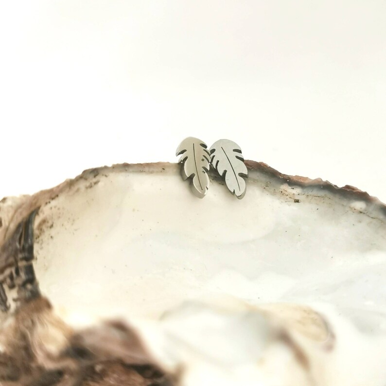 mini stud earrings silver feather earrings gold Feather earrings in stainless steel in gold silver ros\u00e9 1 pair ros\u00e9 stud earrings small