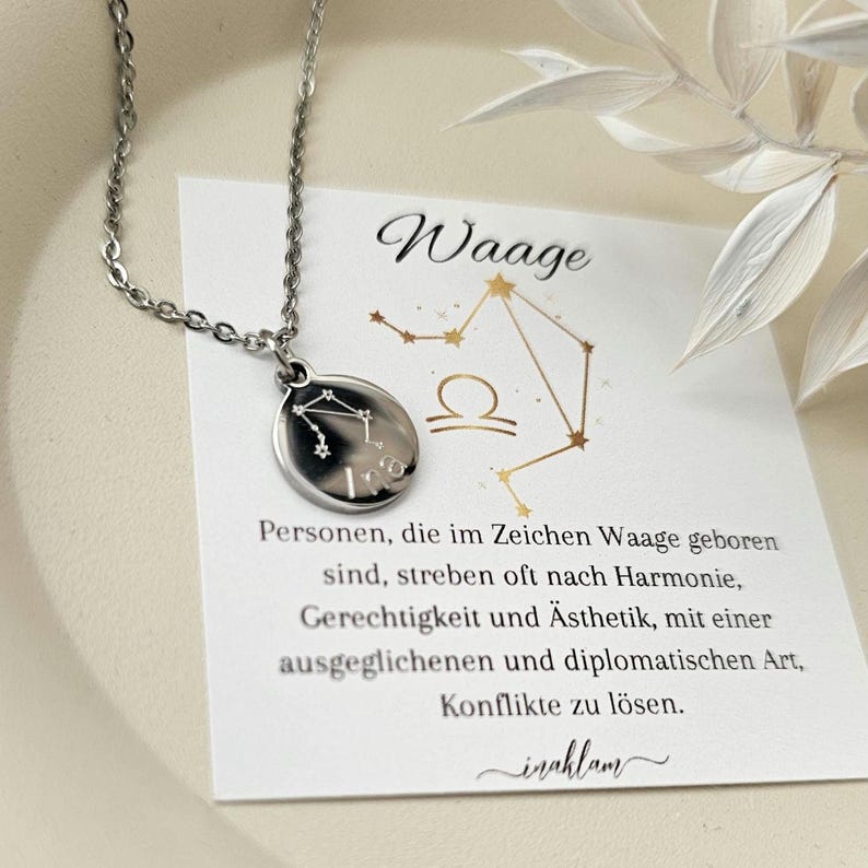 Zodiac Sign Necklace With Zodiac Sign Meaning Card Necklace With