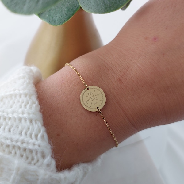 Personalisiertes Armband in Gold, Silber und Rosé mit 13mm Gravur Plättchen, personalisiertes Geschenk für Mama, Frauen, Freundin