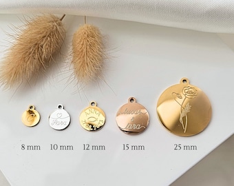 Gravur Plättchen Anhänger, Plättchen Anhänger mit Gravur, Gravur Anhänger, personalisierte Plättchen Anhänger, Einzelne Plättchen Anhänger