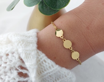 Bracelet gravé personnalisé en bracelet or et argent avec plaques de lettres, bracelet nom, cadeau personnalisé pour femmes