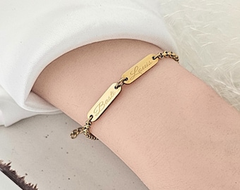 Bracelet personnalisé • Bracelet avec nom • Bracelet avec gravure • Cadeau pour petite amie • Bracelet femme or argent • Idée cadeau femme