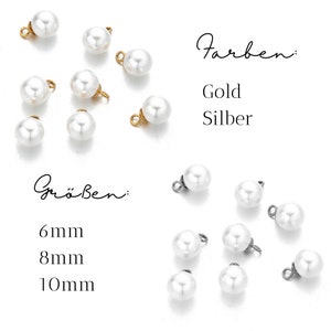 Pearl pendants, pearls, pearl jewelry, individual pearls in stainless steel settings, gold and silver, artificial pearls image 1