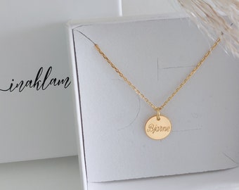 925 Sterling Silver Necklace Personalized, Gold, Rosé, Silver, Plate Necklace with Engraving Pendant, Name Necklace, Personalized Gift,
