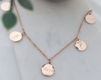 Personalisierte 12mm Plättchen Kette in Gold, Rosé, Silber aus Edelstahl, Kette Buchstaben Gravur, Namens Kette als Geschenk, Halskette gold