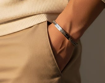 Personalisiertes Männer Armband,Herren Armband aus Edelstahl,Gravur Armband,Herren Armband mit Gravur,Geschenk für Papa,Vatertagsgeschenk