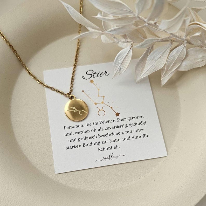Zodiac Sign Necklace With Zodiac Sign Meaning Card Necklace With