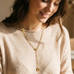 Damen Y-Kette mit Gravur Anhänger - Edelstahl Gold,Silber - personalisiert - 12mm Plättchen - Weihnachtsgeschenk für Mama,Frauen,Freundin