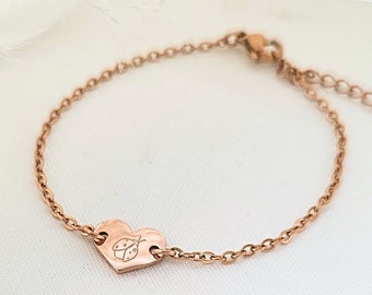 Mädchen Herz Armband personalisiert | Kinderarmband mit Herz | Geschenk zur Einschulung | Armband mit Herz für Kinder | Armkettchen Mädchen