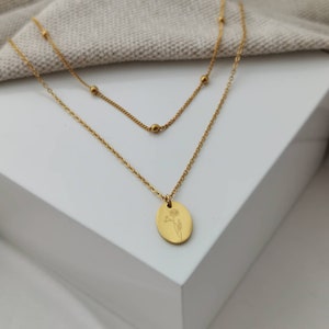 Mehrreihige, personalisierte Plättchen Kette in Gold & Silber aus Edelstahl, Halskette mit ovalem Gravurplättchen, personalisiertes Geschenk Bild 2