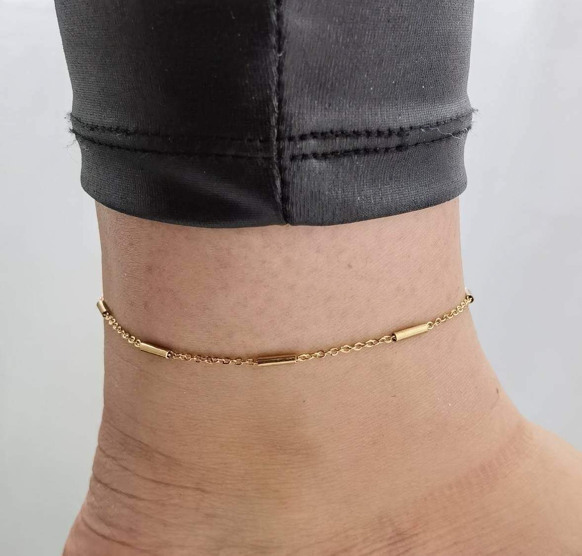 Anklet in gold and silver stainless steel ankle necklace Etsy