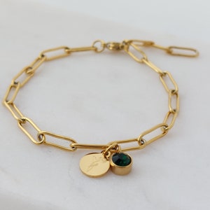 Personalisiertes Geburtsstein Armband in Gold,Silber,Rosé,Gravur Armband mit Plättchen Anhänger,Geschenk für Frau,beste Freundin,Geburtstag Bild 4