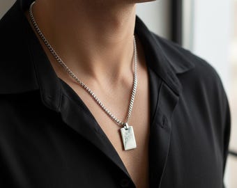Personalized men's necklace in gold or silver, men's jewelry, men's necklace with engraving, personalized gift for men, men's necklace