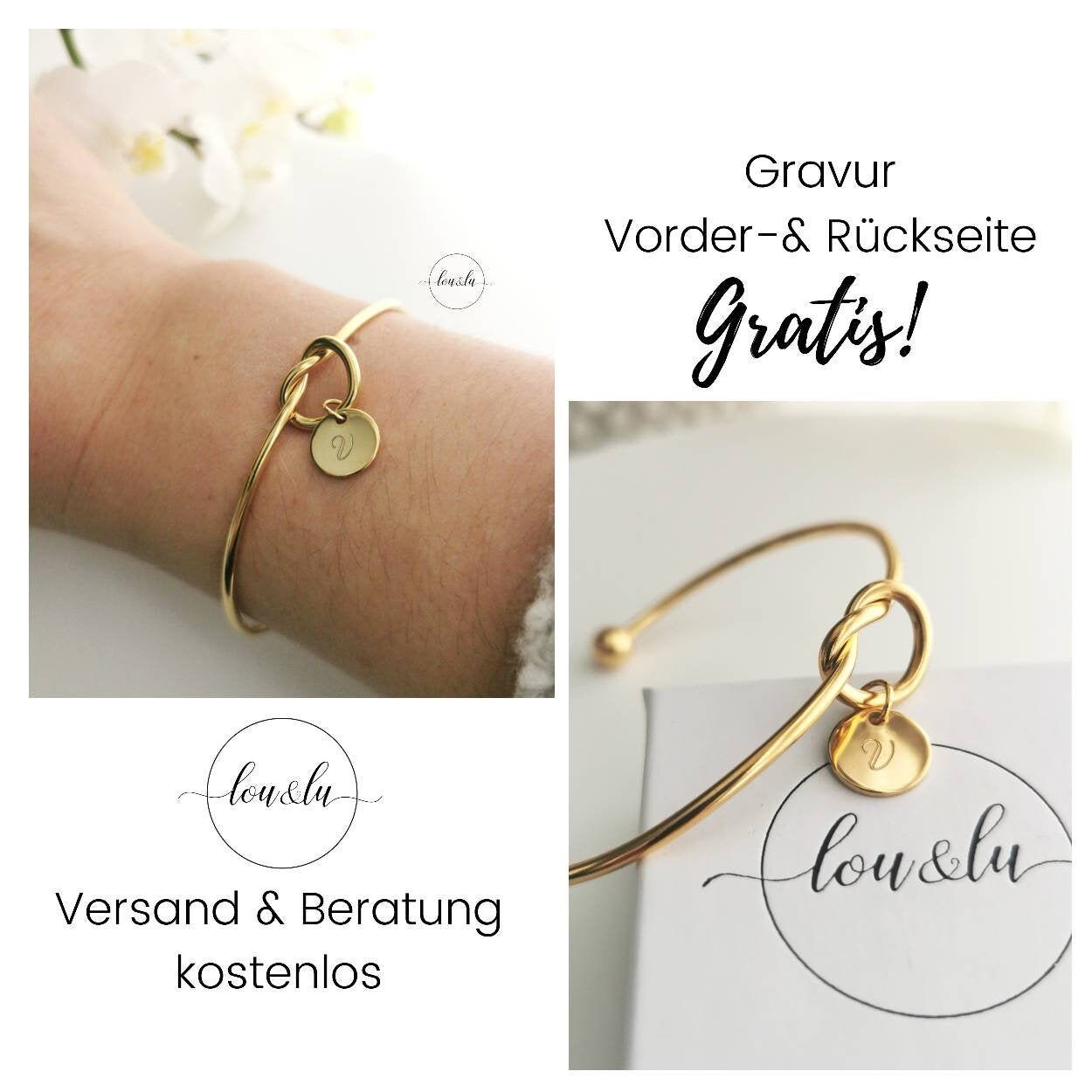 Knot bracelet personalized with engraving plates, knot bracelet with …