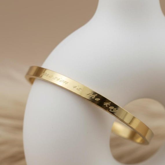 Armreif personalisiert in Gold, Silber oder Rosé, Armreif mit Gravur, Armreifen personalisiert aus Edelstahl, Armreifen Silber Damen
