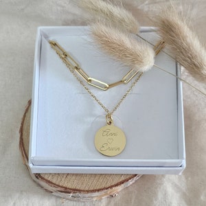 Colar de placa personalizado com várias fileiras em ouro feito de aço inoxidável, colar de ouro com letras gravadas, presente de colar com nome, Natal