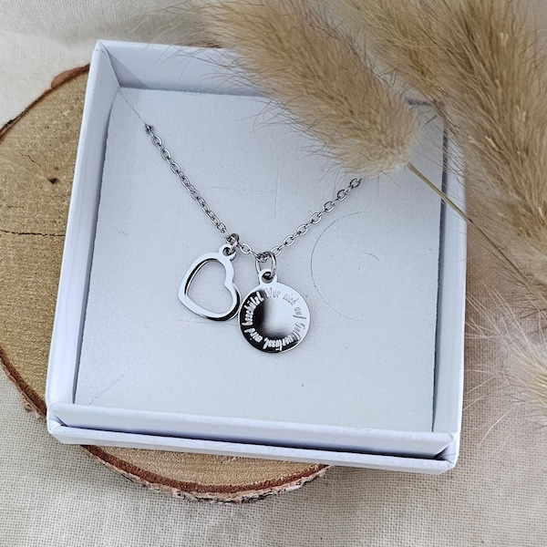 Personalisierte Herz Kette mit Namensgravur, personalisiertes Geschenk für Frauen, Buchstabenkette mit Herzanhänger, Plättchenkette mit Herz