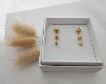 1 Paar Kugel Schraub Ohrstecker in Gold oder Silber aus Edelstahl, Ohrstecker mit Schraubverschluß, Piercing Stecker zum schrauben