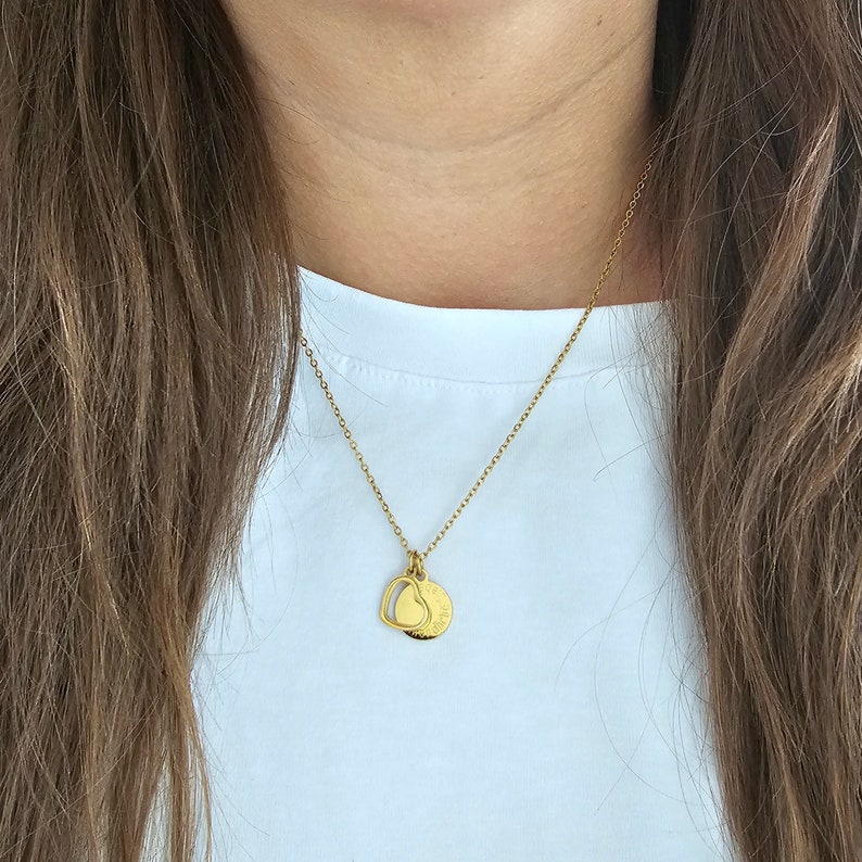 Herzkette personalisiert Muttertagsgeschenk Damen Halskette Gold Silber Rosé Geschenk für Mama Geschenkkarte Geschenkverpackung Bild 2